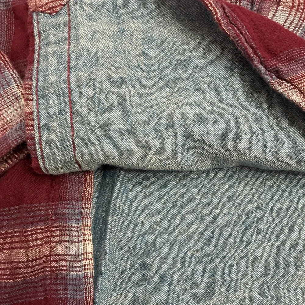 Gap Kids Lined  Button Down Cotton Long Sleeve Size 12 Husky XL Plum/Blue Shirt